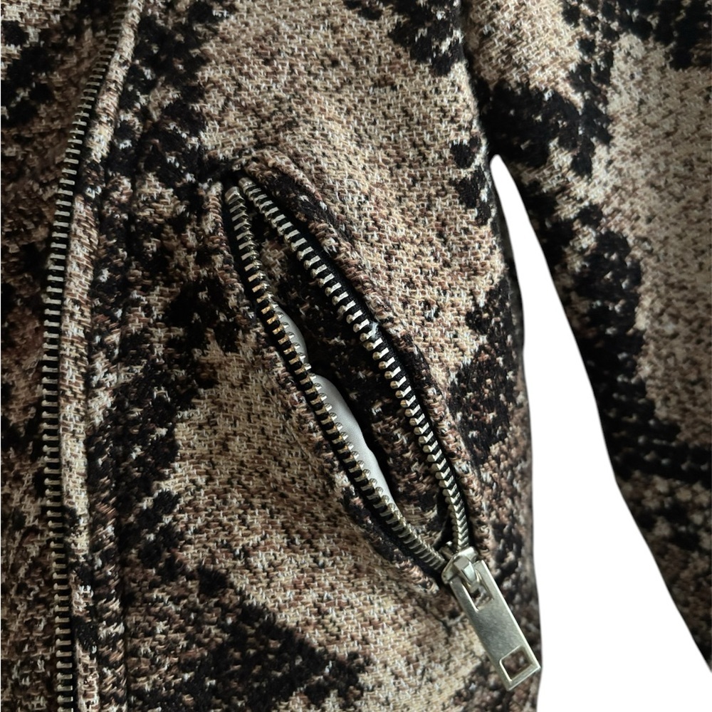 🕶️H&M Aviator Moto Women's Snake Print Jacket US4 (XS) LIKE NEW🕶️ - Picture 5 of 10
